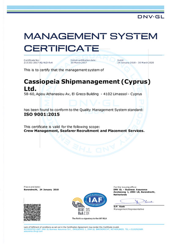 DNV certificate 2015